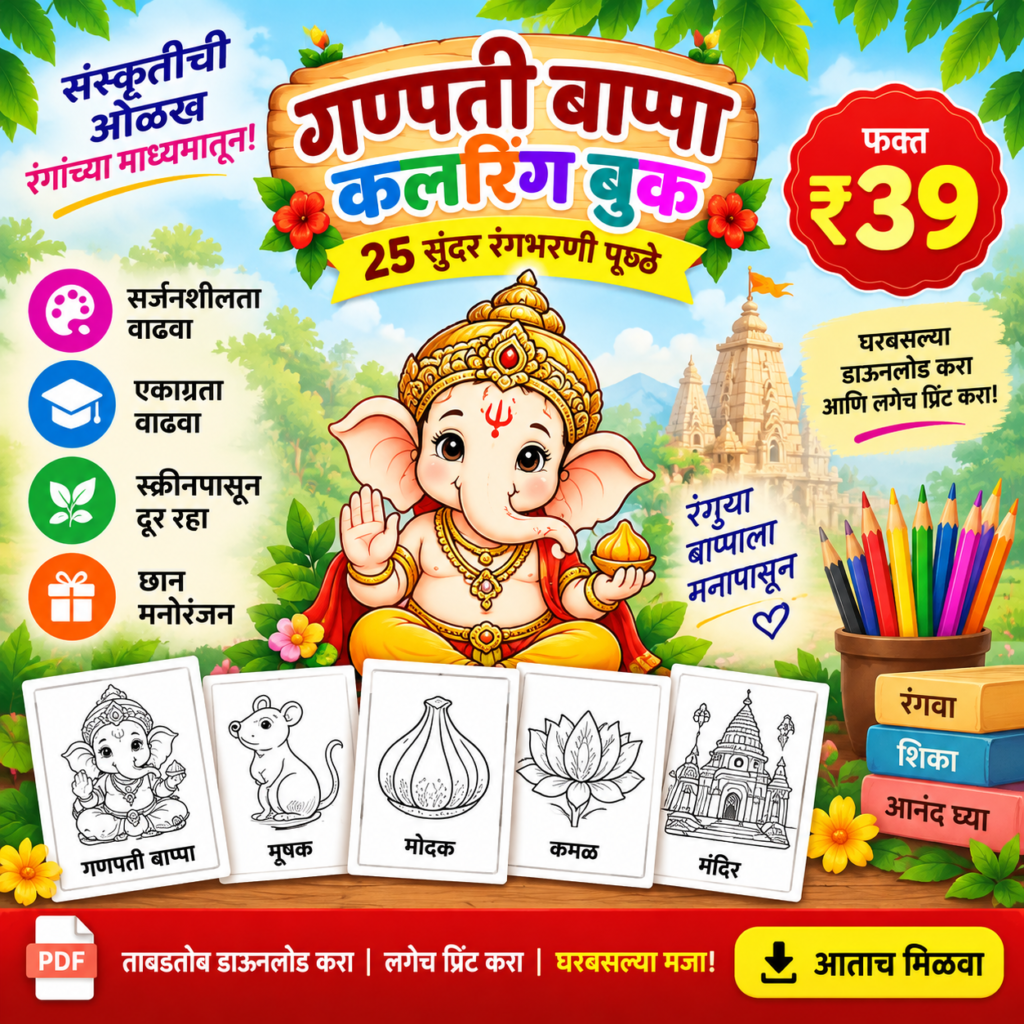 Ganpati Coloring Book – 25 Printable Pages